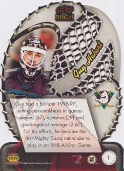1998-99 Pacific Paramount - Glove Side Laser Cuts #1 Guy Hebert Back