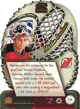 1998-99 Pacific Paramount - Glove Side Laser Cuts #10 Martin Brodeur Back