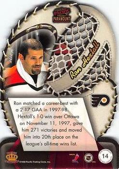 1998-99 Pacific Paramount - Glove Side Laser Cuts #14 Ron Hextall Back