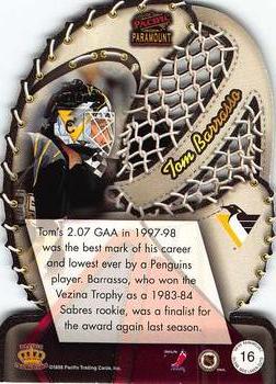 1998-99 Pacific Paramount - Glove Side Laser Cuts #16 Tom Barrasso Back