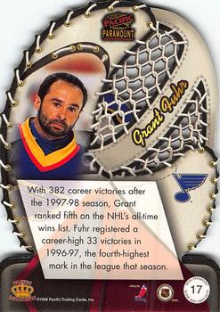 1998-99 Pacific Paramount - Glove Side Laser Cuts #17 Grant Fuhr Back