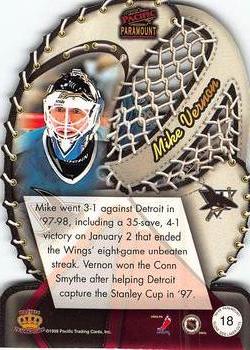 1998-99 Pacific Paramount - Glove Side Laser Cuts #18 Mike Vernon Back