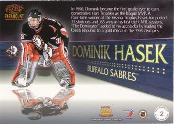 1998-99 Pacific Paramount - Hall of Fame Bound #2 Dominik Hasek Back