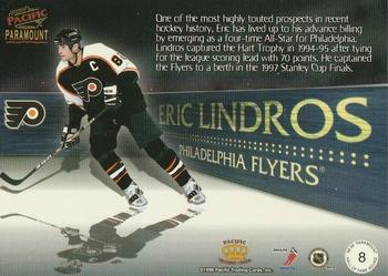 1998-99 Pacific Paramount - Hall of Fame Bound #8 Eric Lindros Back