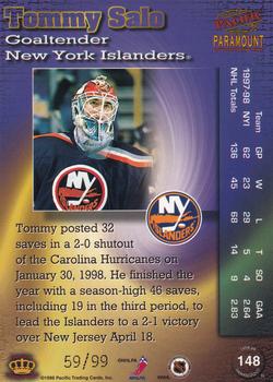 1998-99 Pacific Paramount - HoloElectric #148 Tommy Salo Back