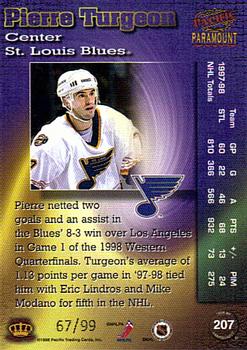 1998-99 Pacific Paramount - HoloElectric #207 Pierre Turgeon Back