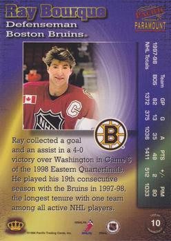 1998-99 Pacific Paramount - Ice Blue #10 Ray Bourque Back