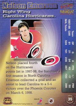 1998-99 Pacific Paramount - Ice Blue #35 Nelson Emerson Back