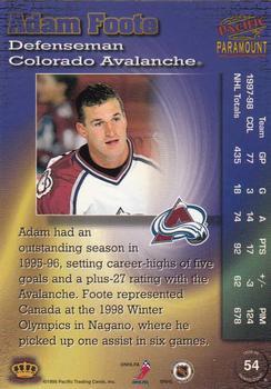 1998-99 Pacific Paramount - Ice Blue #54 Adam Foote Back