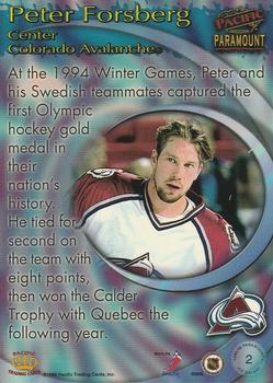 1998-99 Pacific Paramount - Ice Galaxy #2 Peter Forsberg Back