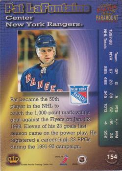 1998-99 Pacific Paramount - Silver #154 Pat LaFontaine Back