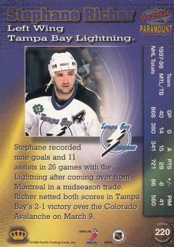 1998-99 Pacific Paramount - Silver #220 Stephane Richer Back