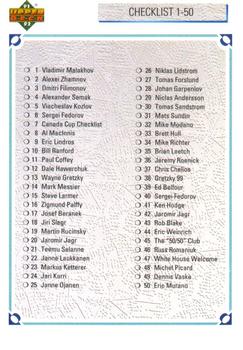 1991-92 Upper Deck #100 Checklist: 1-100 Front
