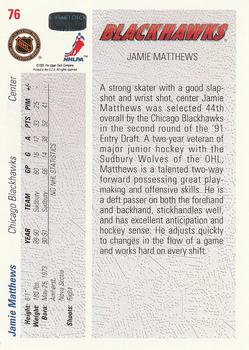 1991-92 Upper Deck #76 Jamie Matthews Back