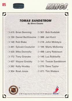 1991-92 Upper Deck #85 Tomas Sandstrom Back