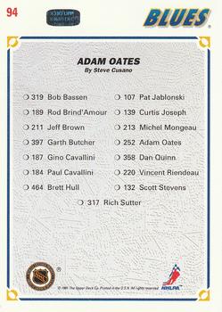 1991-92 Upper Deck #94 Adam Oates Back