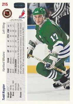 1991-92 Upper Deck #215 Todd Krygier Back