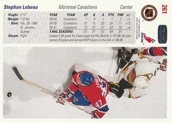 1991-92 Upper Deck #261 Stephan Lebeau Back