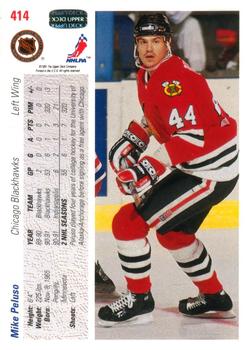 1991-92 Upper Deck #414 Mike Peluso Back