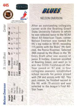 1991-92 Upper Deck #445 Nelson Emerson Back