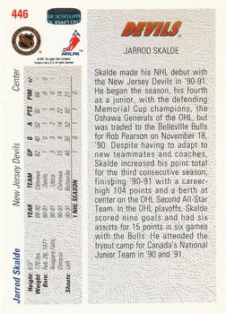 1991-92 Upper Deck #446 Jarrod Skalde Back