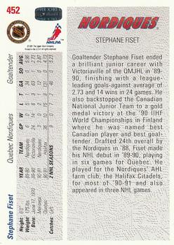 1991-92 Upper Deck #452 Stephane Fiset Back