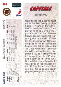 1991-92 Upper Deck #461 Brian Sakic Back