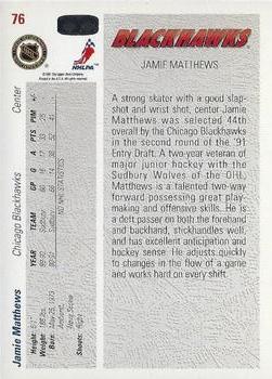 1991-92 Upper Deck #76 Jamie Matthews Back