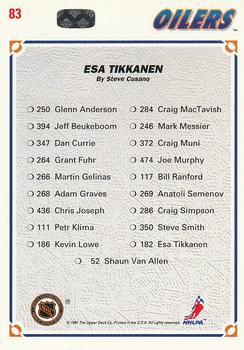 1991-92 Upper Deck #83 Esa Tikkanen Back