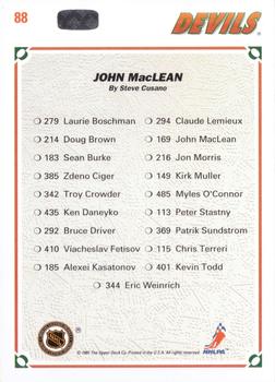 1991-92 Upper Deck #88 John MacLean Back