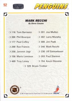 1991-92 Upper Deck #92 Mark Recchi Back