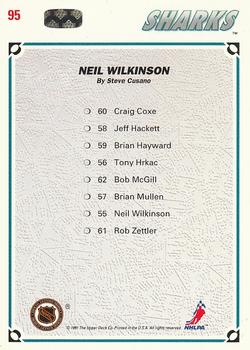1991-92 Upper Deck #95 Neil Wilkinson Back