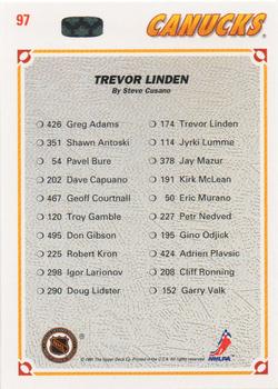 1991-92 Upper Deck #97 Trevor Linden Back