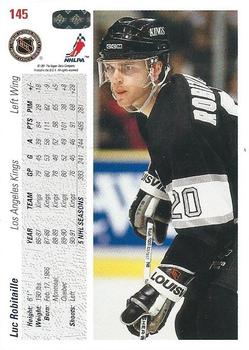 1991-92 Upper Deck #145 Luc Robitaille Back