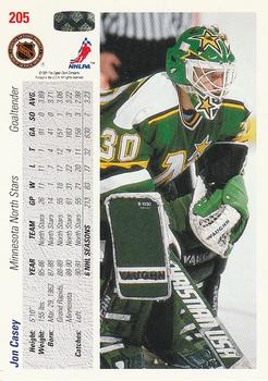 1991-92 Upper Deck #205 Jon Casey Back