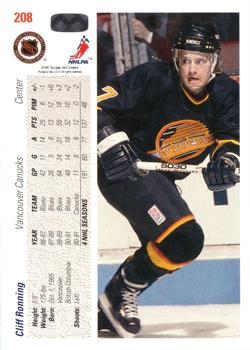 1991-92 Upper Deck #208 Cliff Ronning Back