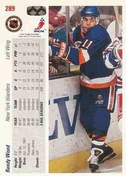 1991-92 Upper Deck #289 Randy Wood Back