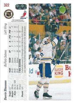 1991-92 Upper Deck #322 Darrin Shannon Back