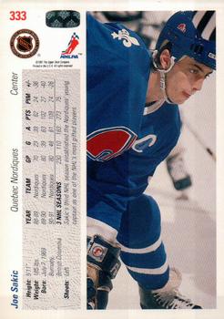 1991-92 Upper Deck #333 Joe Sakic Back