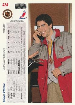 1991-92 Upper Deck #424 Adrien Plavsic Back