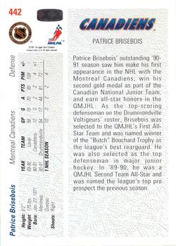 1991-92 Upper Deck #442 Patrice Brisebois Back
