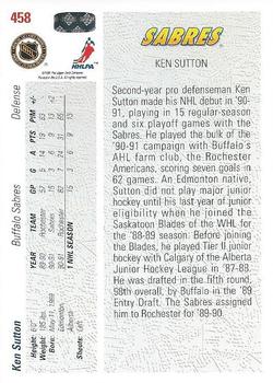 1991-92 Upper Deck #458 Ken Sutton Back