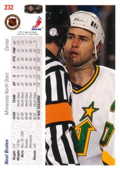 1991-92 Upper Deck #232 Neal Broten Back