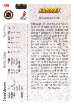 1991-92 Upper Deck #585 Donald Audette Back