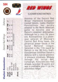 1991-92 Upper Deck #594 Vladimir Konstantinov Back