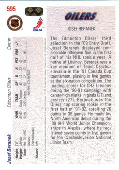 1991-92 Upper Deck #595 Josef Beranek Back