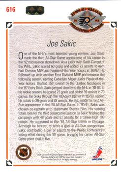 1991-92 Upper Deck #616 Joe Sakic Back