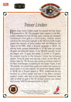1991-92 Upper Deck #628 Trevor Linden Back
