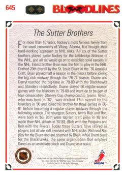 1991-92 Upper Deck #645 The Sutter Brothers Back