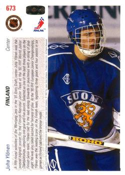 1991-92 Upper Deck #673 Juha Ylonen Back